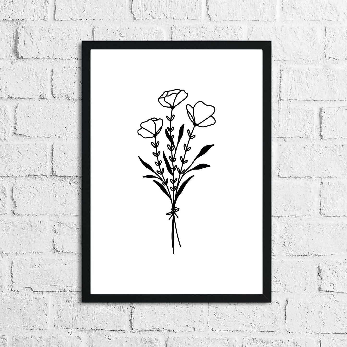 Flower 3 Simple Line Work Bedroom Home Wall Decor Print-0