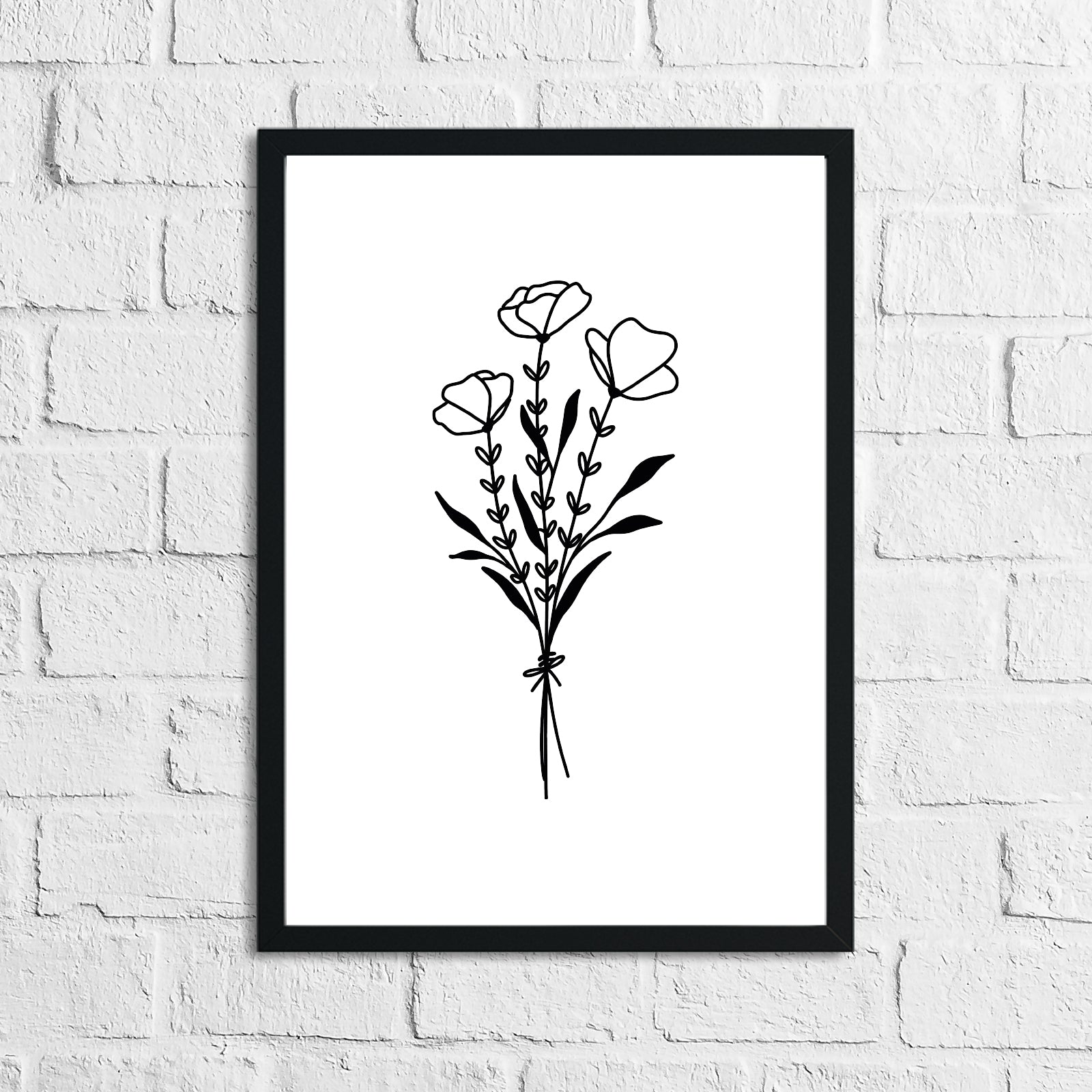 Flower 3 Simple Line Work Bedroom Home Wall Decor Print-0