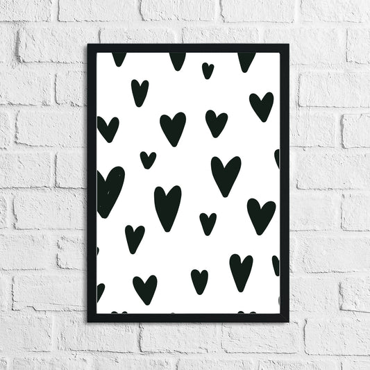 Scandinavian Heart Pattern Children's Nursery Bedroom Wall Decor Print-0