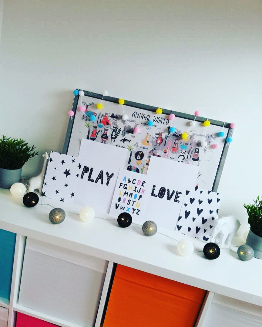 Scandinavian Heart Pattern Children's Nursery Bedroom Wall Decor Print-2